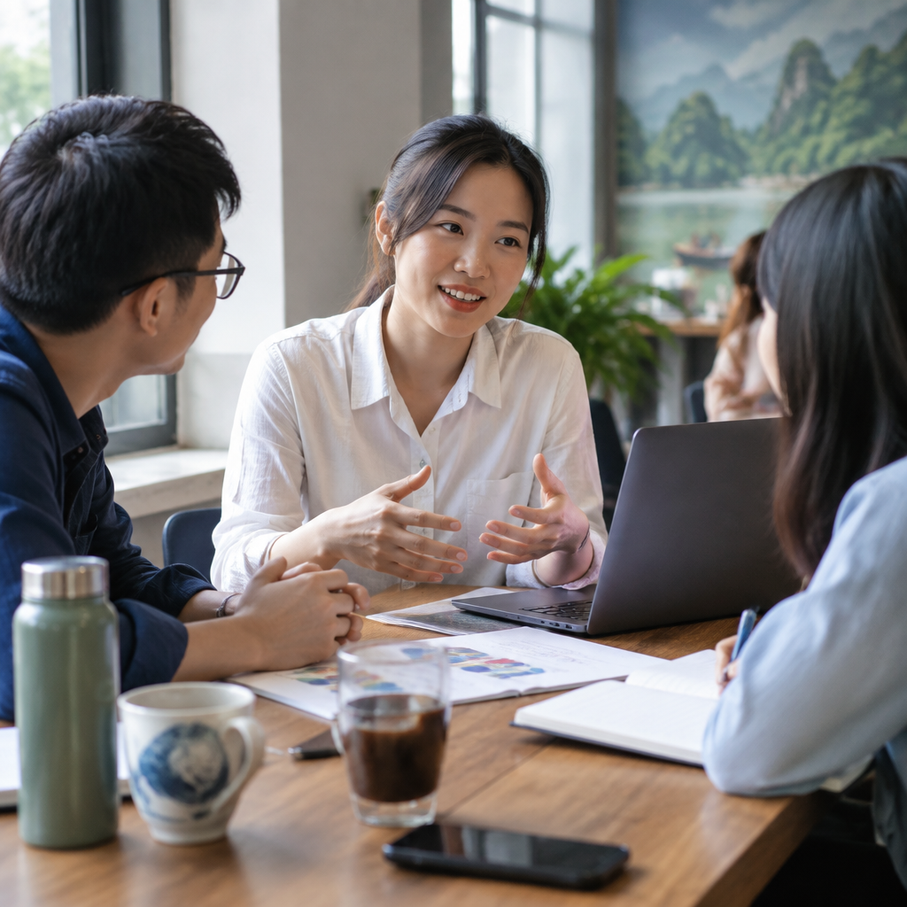 Đội ngũ lãnh đạo đang thảo luận về kế hoạch phát triển tương lai cho ngành sản xuất khay xốp